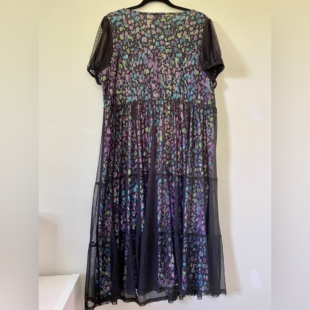 Torrid Tiered Midi Dress - Soft Mesh Spotted Black - Picture 7 of 9